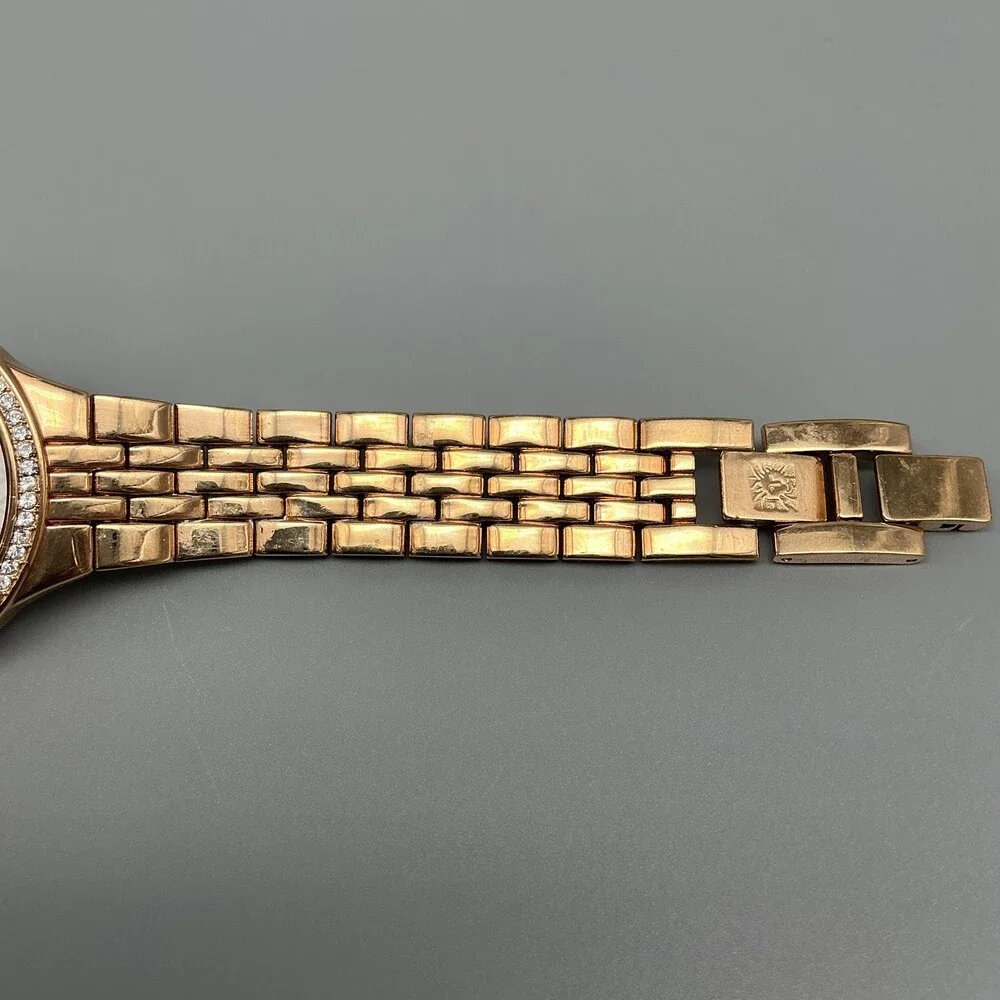 Anne Klein AK/3816 Womens Watch 34mm Rose Gold Tone Crystals New Battery 7.25